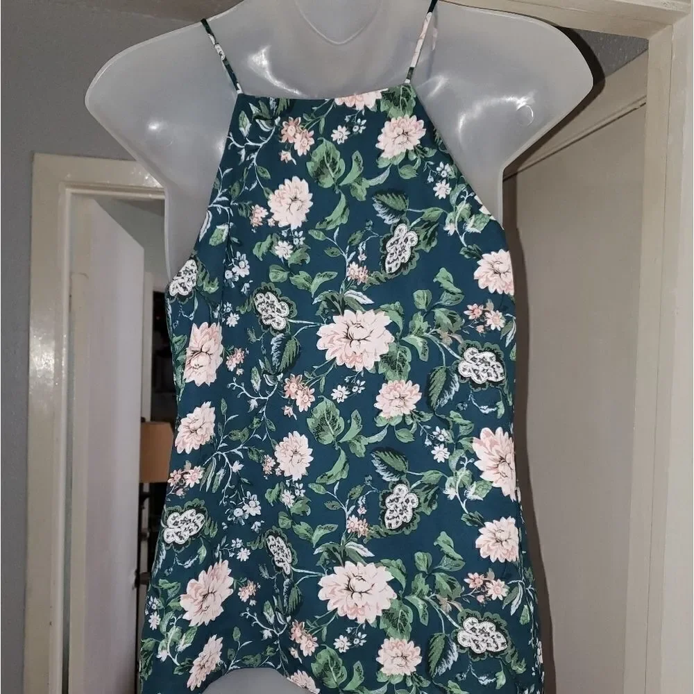 WayF Posie green Floral Print Strappy Camisole Top sz XS